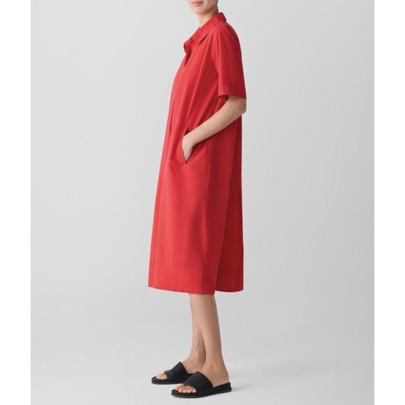 Eileen Fisher Dress Womens Petite Small Crimson Classic Collar Organic Cotton - Picture 2 of 14